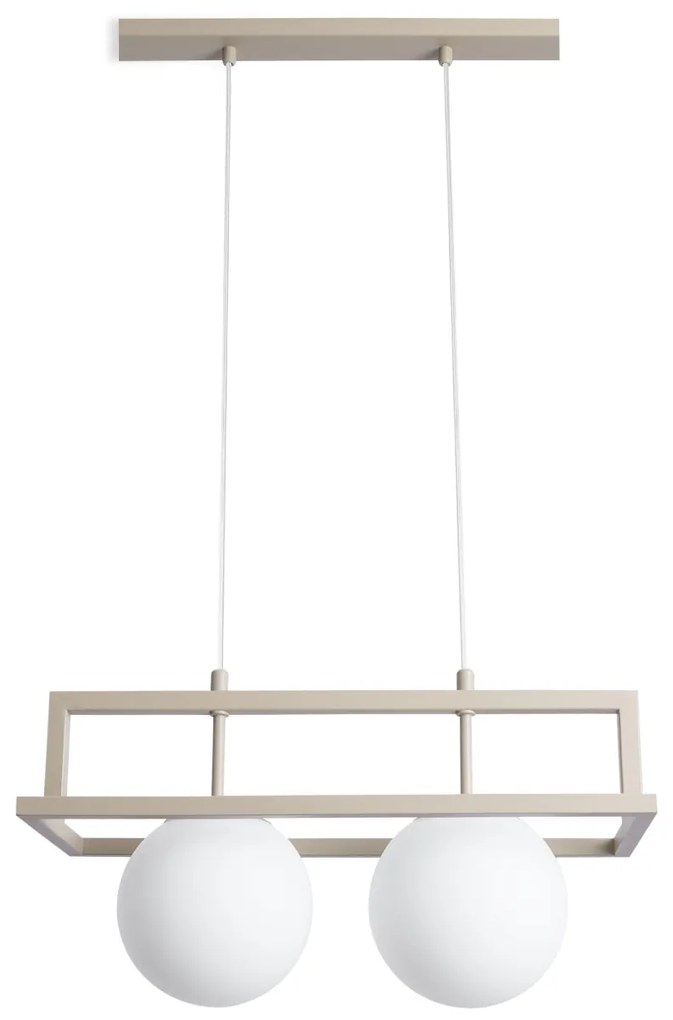 Závesné svietidlo Florence, 2x biele sklenené tienidlo, be/g