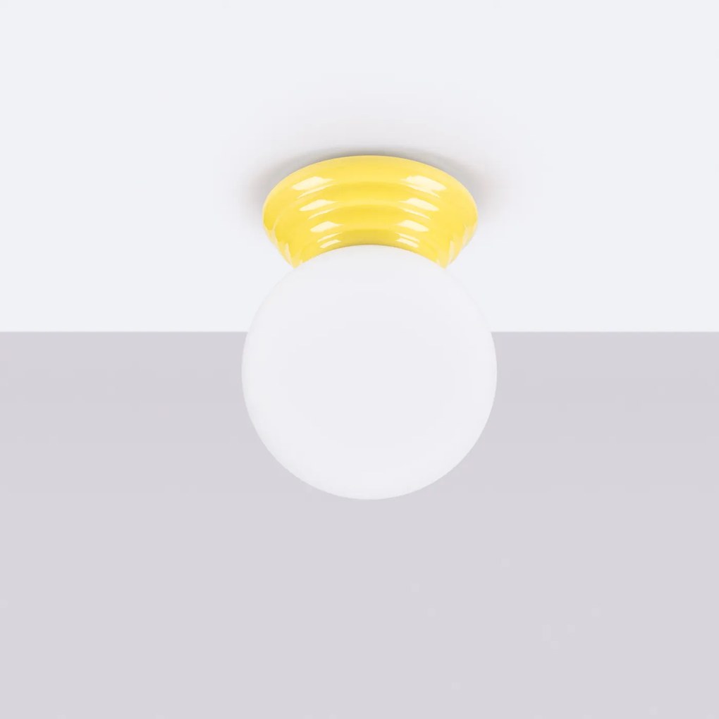 Stropné svietidlo Zori, 1x biele sklenené tienidlo, y