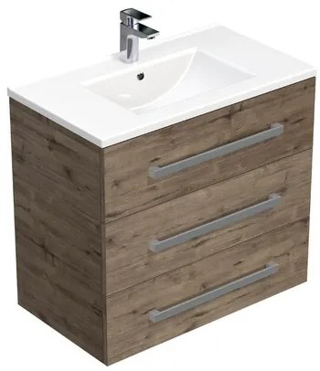 Kúpeľňová skrinka s umývadlom SAT Cube Way 80x76,5x46 cm dub Wellington mat CUBE46803DWMOD, 1 ks