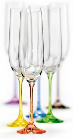 Crystalex Poháre na šumivé víno VIOLA Rainbow 190 ml, 6 ks