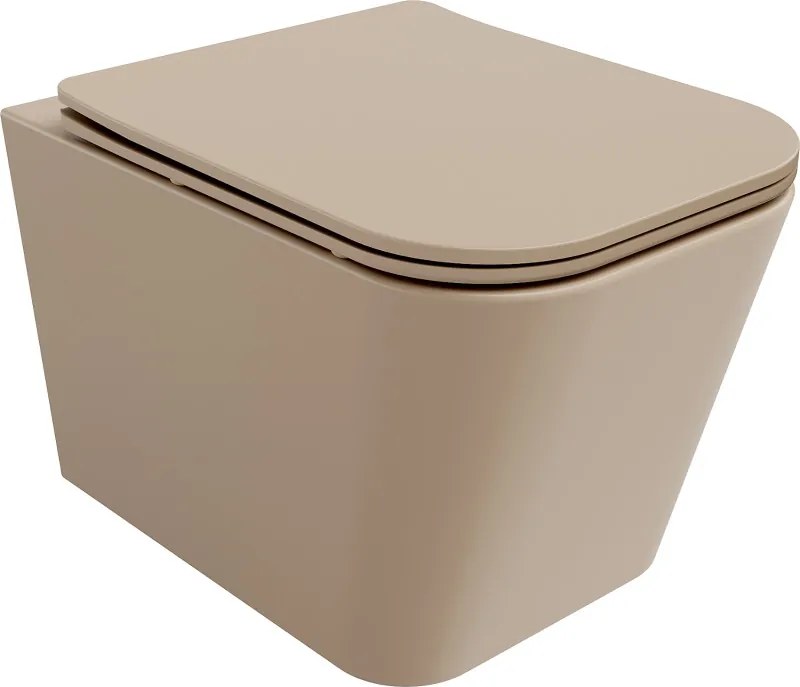 Mexen Teo WC misa Rimless so slim doskou s tichým zatváraním, duroplast, cappuccino mat - 30854064