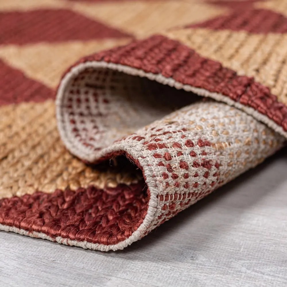 Ručne tkaný behúň s prímesou juty v terakotovej farbe 60x230 cm Effie Diamond – Flair Rugs