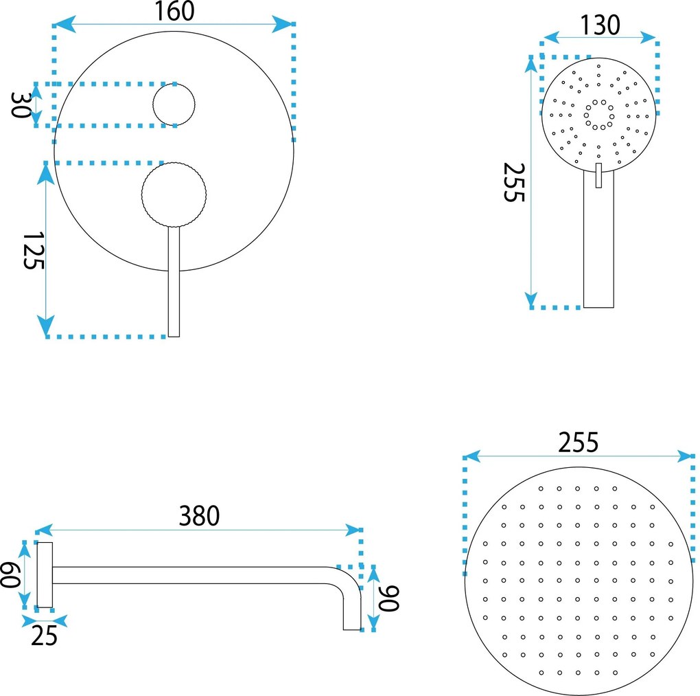 Rea Lungo Stripe, podomietková sprchová súprava + BOX, brúsená oceľ, REA-P9493