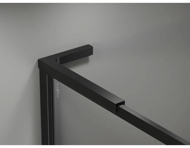 Mexen Kioto-F L, sprchová zástena s rámom 90 x 202 cm, 8 mm číre sklo, čierny profil, 800-090-174-70-00
