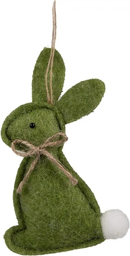 Zelený filcový závesný zajačik - 10 cm