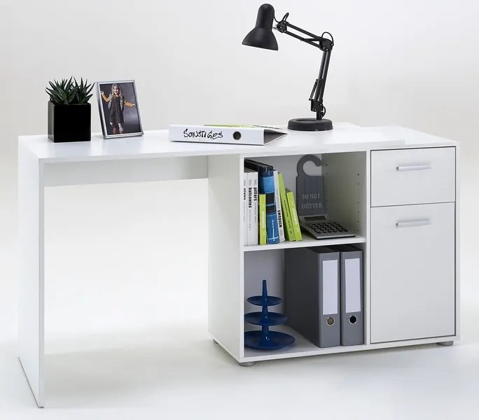 Písací stôl s regálom Albrecht, biely