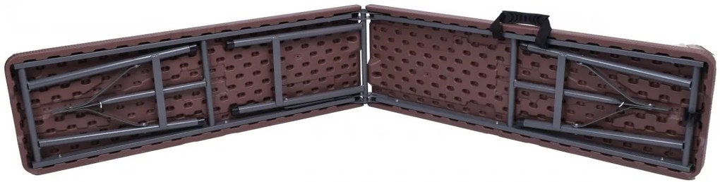 Cateringový set RATTAN stôl 180 cm a 2 lavice hnedý