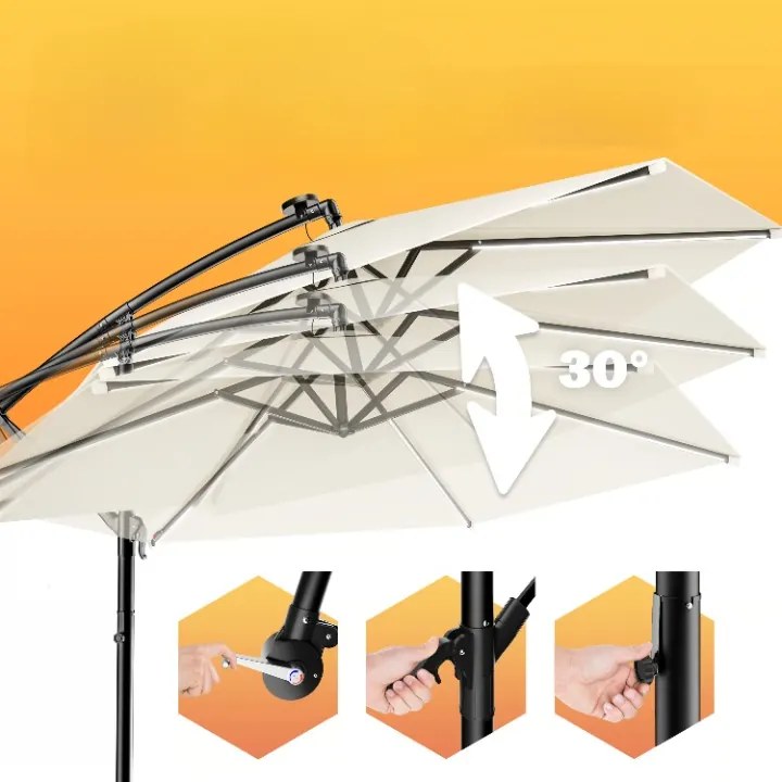InternetovaZahrada LED slnečník Mali Ø350 cm - krémový