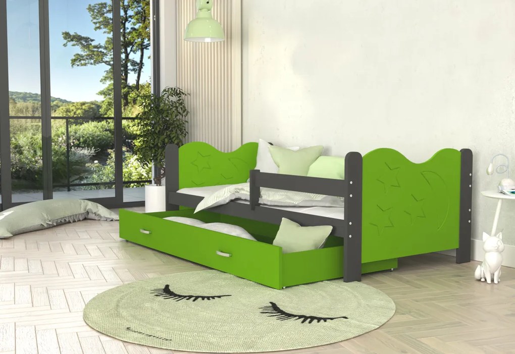 Detská posteľ MIKOLAJ P1 COLOR + matrac + rošt ZADARMO, 160x80, sivá/biela