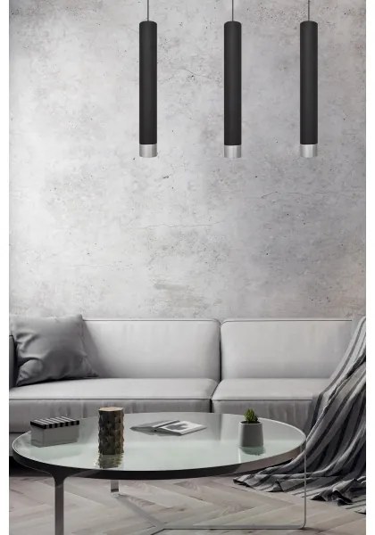 LED Luster na lanku TUBA 3xGU10/4,8W/230V čierna/lesklý chróm