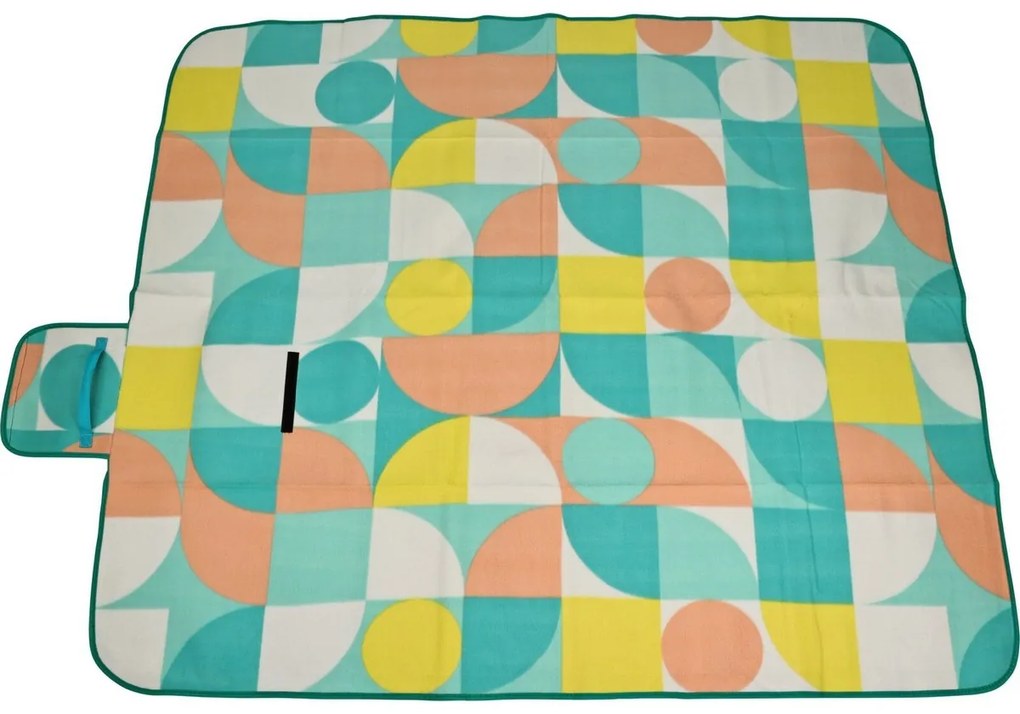 Pikniková deka Retro kocka 130 x 150 cm, modrá