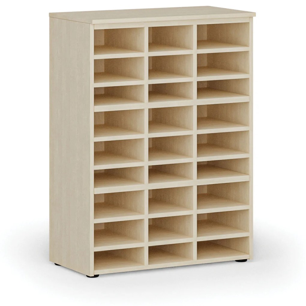 Triediaci regál PRIMO WOOD, 1087 x 800 x 420 mm, 27 priehradok, breza