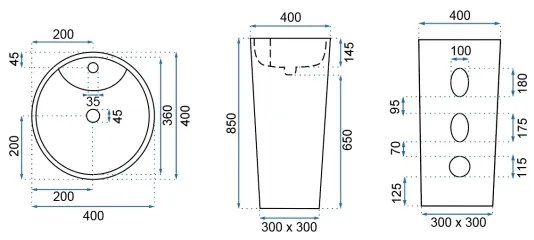 REA-U5635 - Voľne stojace umývadlo BLANKA 85x40 cm keramika/lesklá biela