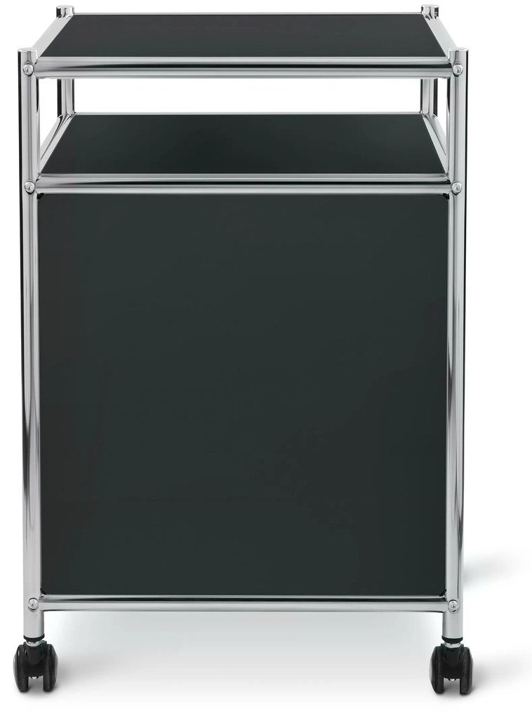 Kovový kontajner na kolieskach »CN3« s výklopnou doskou, čierny