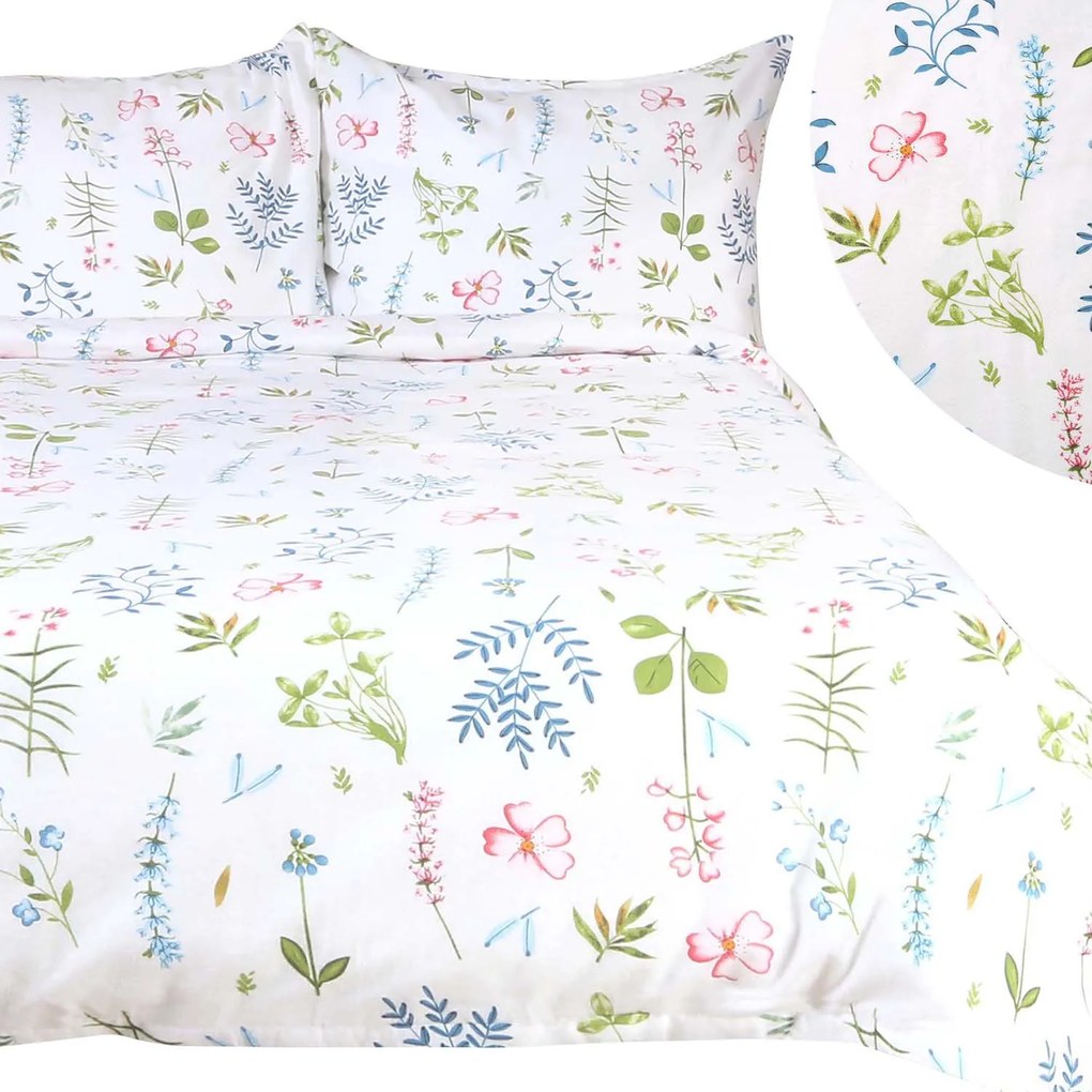 FLANELOVÉ OBLIEČKY FLANELOVE 200X220 CM, 2KS 70X80 CM KVETY