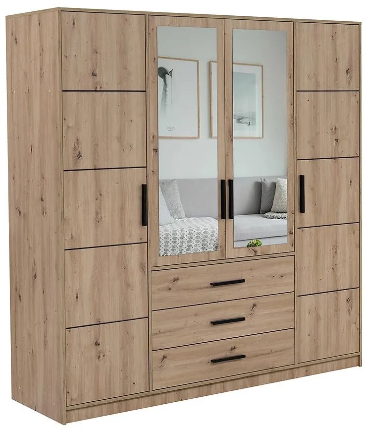 Skriňa Kos D4 dub artisan/zrkadlo