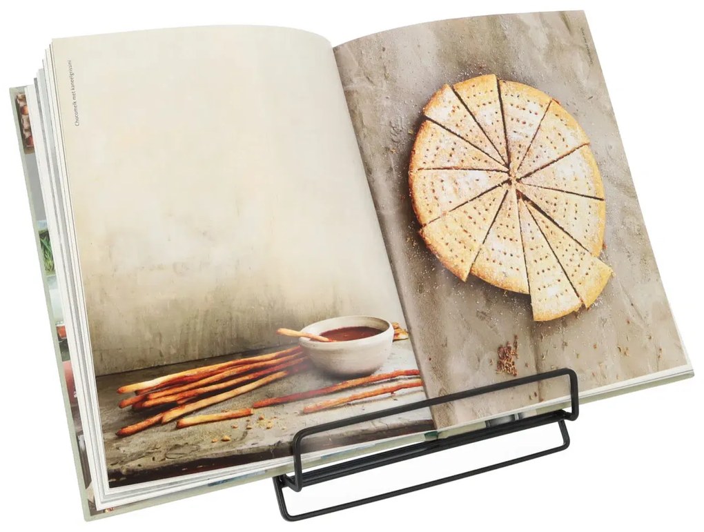 Zeller Present Kuchynský držiak na tablet a kuchárky, čierny kov NEMO