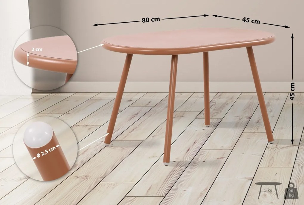 Konferenčný stolík Velva - v45 x 80 x 45 cm - Terracotta