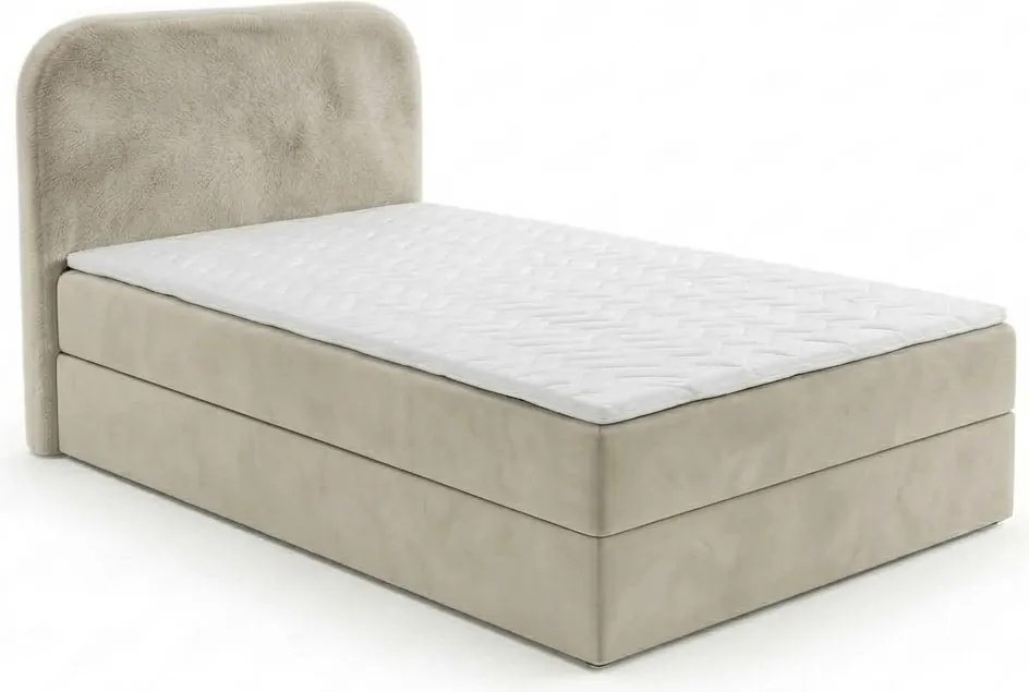 Čalúnená posteľ boxspring FORENA 90x200 cm krémová Matrac: Bonell pružinová matrac