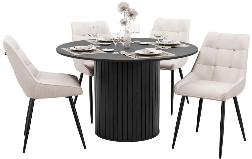 JEDÁLENSKÝ SET LANDRY ČIERNY STÔL + 4 STOLIČKY