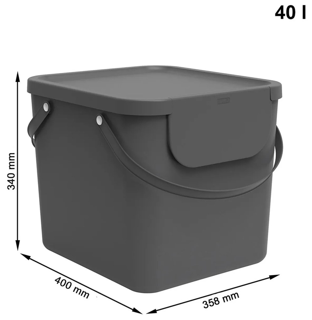 XL - Odpadkový koš na tříděný odpad ALBULA nebo jako koš na prádlo, 40l - antracit