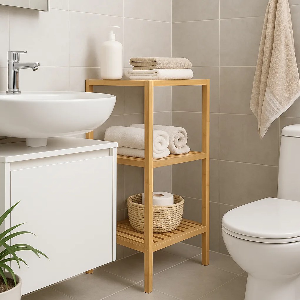 Noela Bambusový regál s 3 policami BAMBI