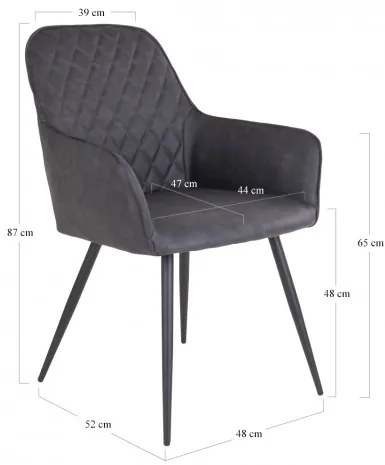 Jídelní křeslo HARBO, tmavě šedé,PU kůže House Nordic 1001152