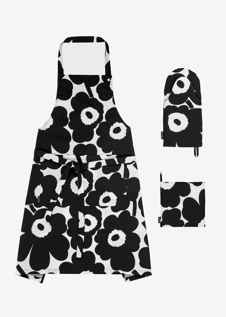 Marimekko Kuchynská darčeková sada Pieni Unikko čierna 3ks