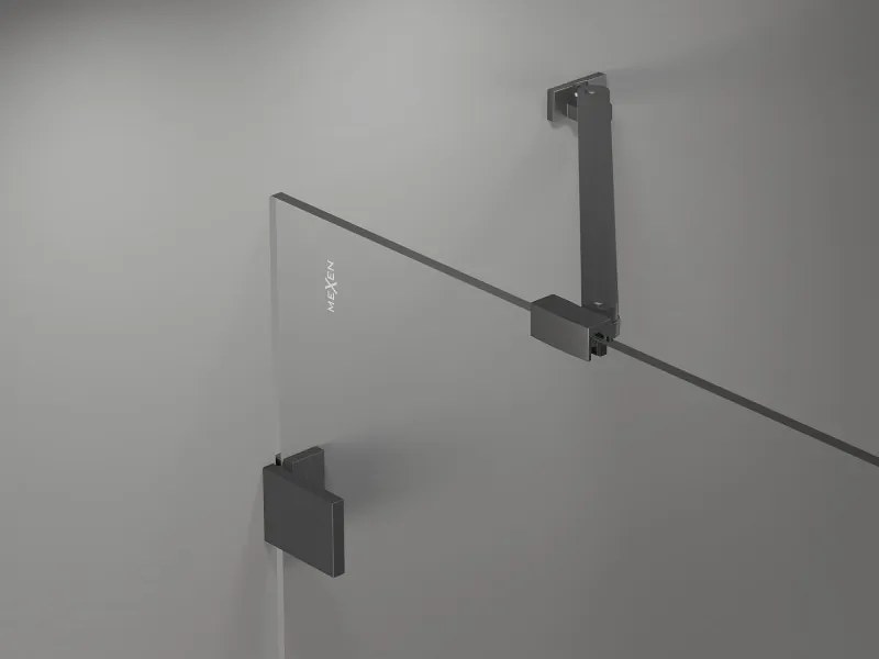 Mexen Lunar-B, pravostranný výklopný sprchový kút 95 x 80 cm, 8mm číre sklo, profil grafit brúsený, 832-095-080-66-00-P