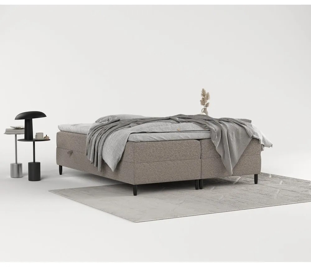 Hnedá boxspring posteľ s úložným priestorom 200x200 cm Malte – Maison de Rêve
