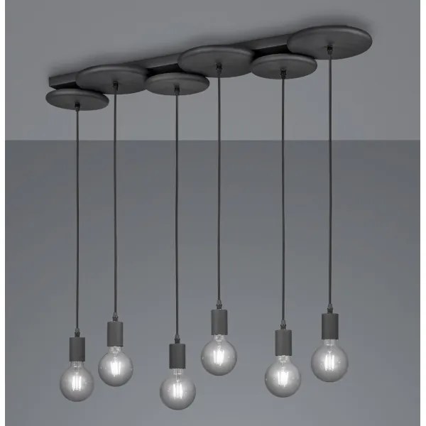Trio - Luster na lanku DISCUS 6xE27/28W/230V čierna