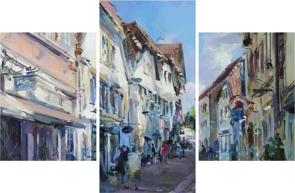 Obraz - Ulička starého mesta, akrylová maľba (90x60 cm)