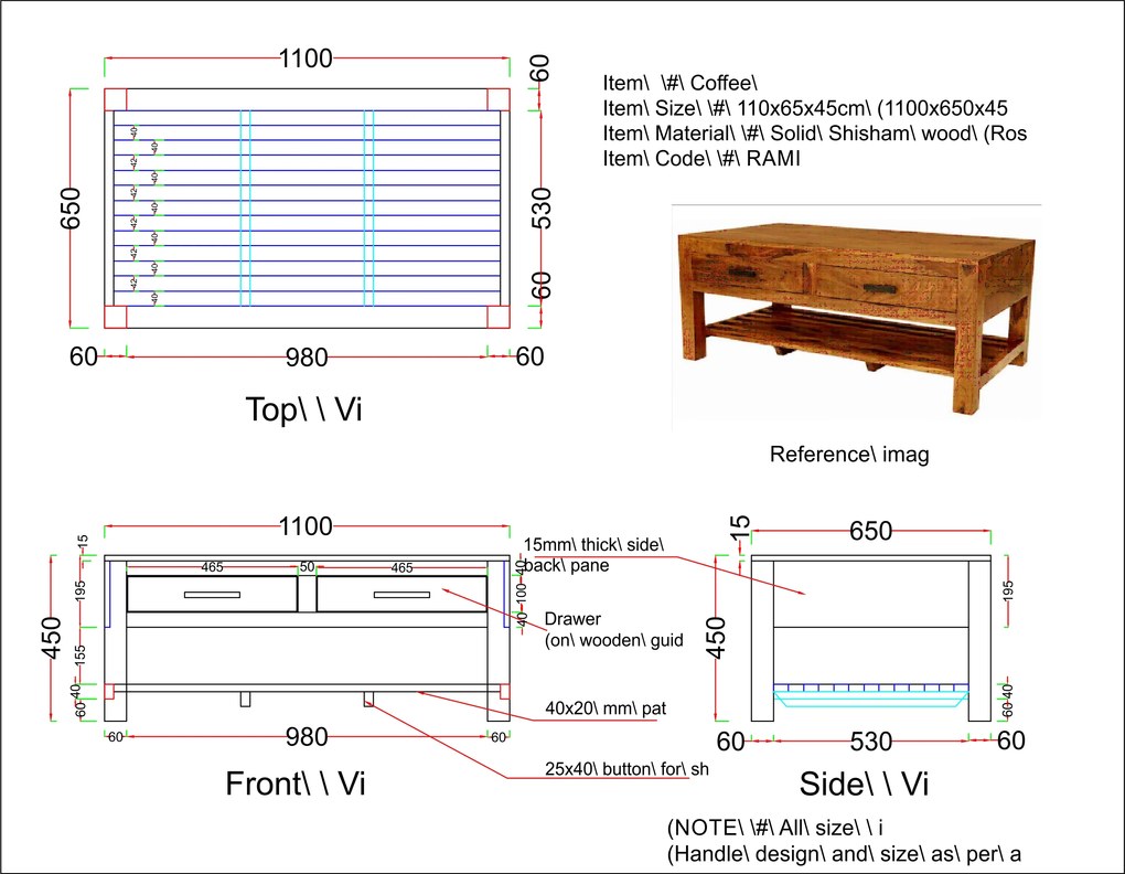 furniture-nabytek.cz - Konferenčný stolík drevený z masívu palisander 110x60x45