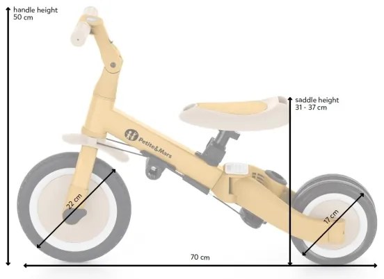 PETITE&MARS - Detská trojkolka 5v1 TURBO Dusty Rose