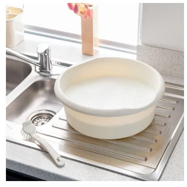 Krémový okrúhly plastový lavór Addis, ø 34 cm