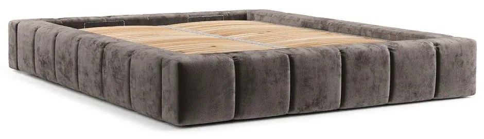 Hnedá čalúnená dvojlôžková posteľ s úložným priestorom s roštom 200x200 cm Aruba L – Maison de Rêve