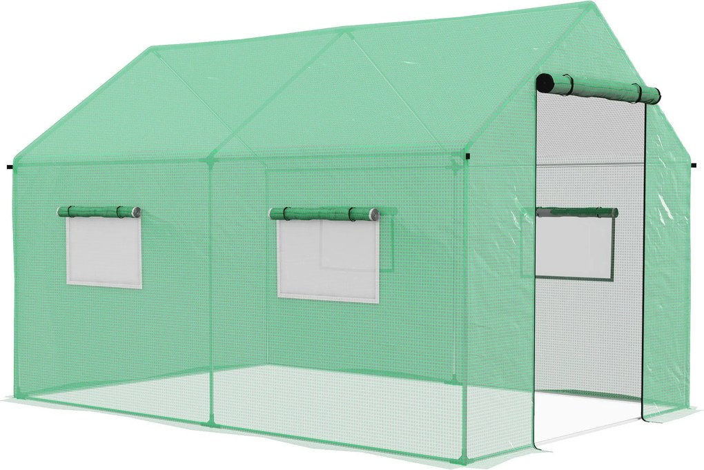 Outsunny Záhradný skleník 2x3x2 m Tunelový skleník s 4 sieťovými oknami a zipsovým dverami proti UV žiareniu | Aosom
