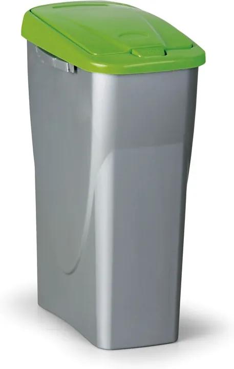 Plastový odpadkový kôš s vekom, 40 l, 250 x 420 x 620 mm, zelené veko