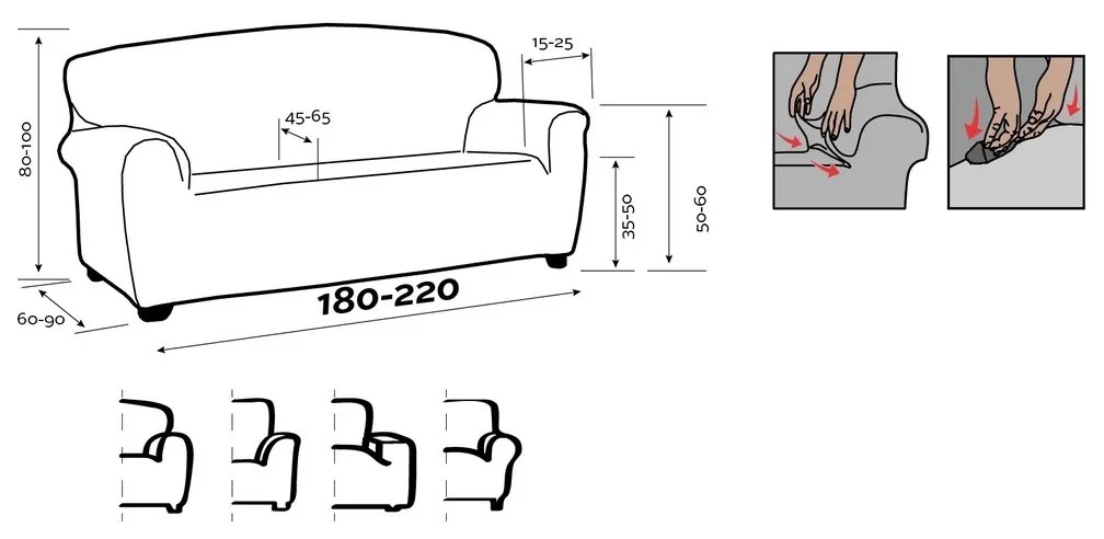 Forbyt Napínací poťah na sedačku ESTIVELLA tmavosivá, sivá, 180 - 220 cm