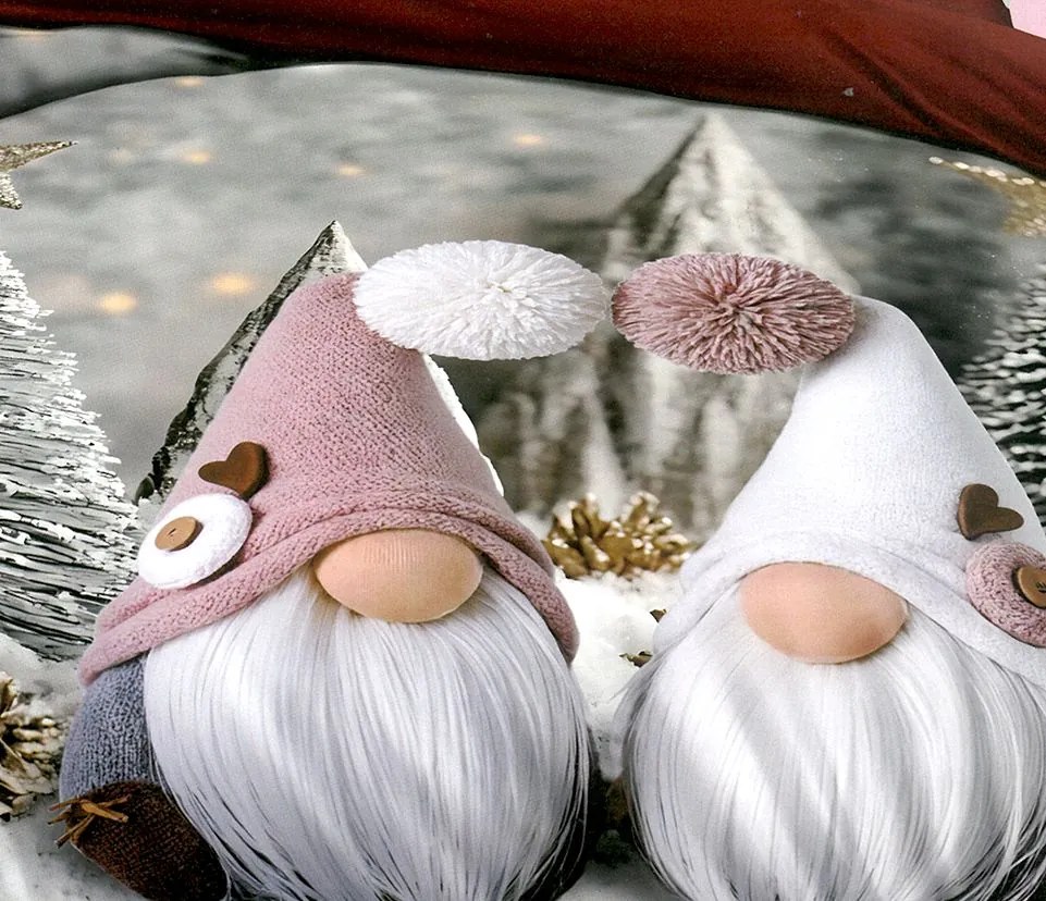 Francúzske obliečky Homa KIRIMAS grey GNOMS 6-dielna sada 200x220 cm