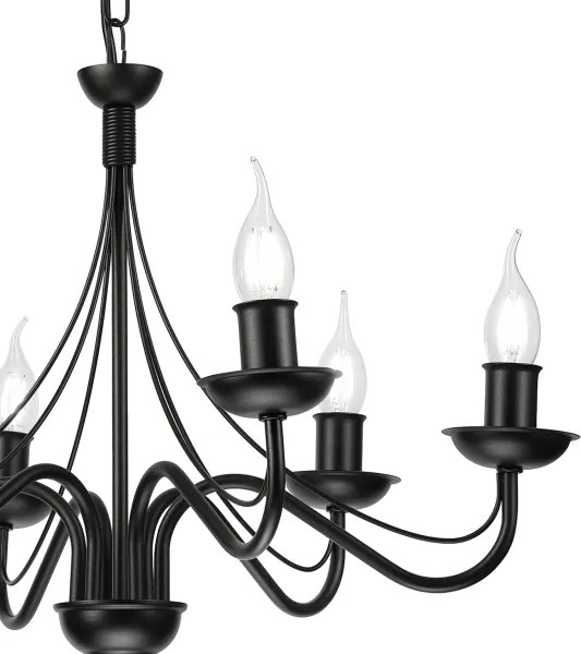 Luster na reťazi ANTON 6xE14/60W/230V čierny