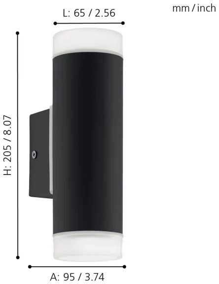 Eglo 96505 - LED Vonkajšie nástenné svietidlo RIGA 2xGU10/5W