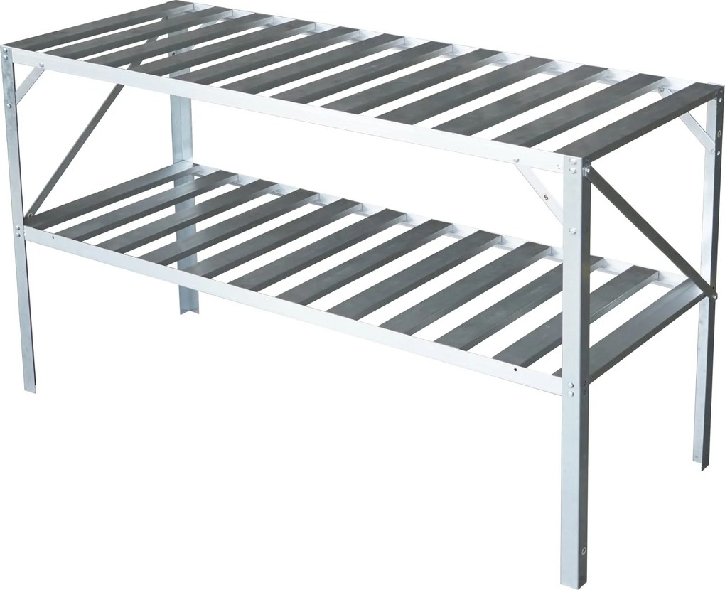 Záhradný regál do skleníka BestBerg BB-GSB2 / 2 police / 126 x 50 x 75 cm / strieborná