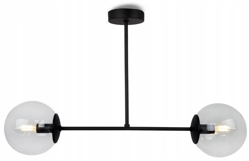 Stropné svietidlo Paris, 2x transparentné sklenené tienidlo, (výber zo 4 farieb uchytenia)