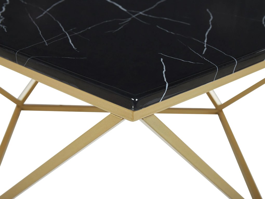 Konferenčný stolík s mramorovým efektom čierna/zlatá MALIBU Beliani
