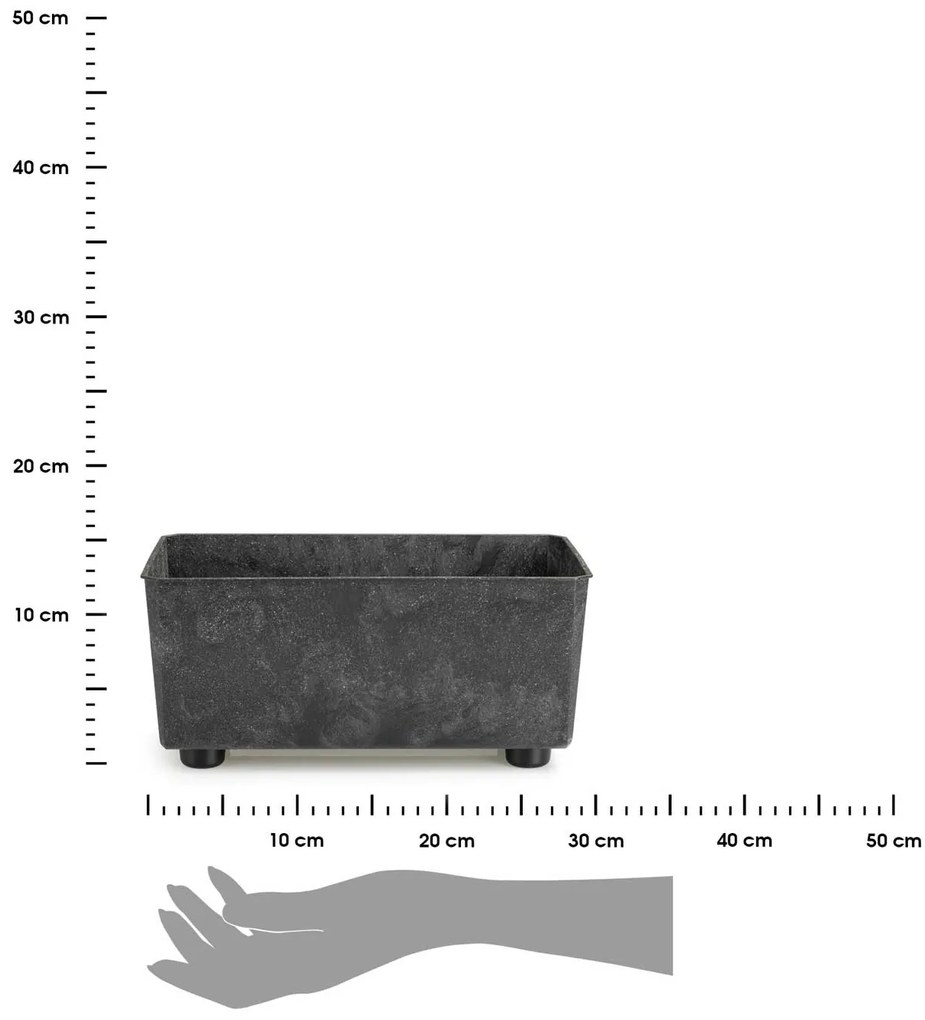 PLASTOVÝ KVETINÁČ SALVIA 28,5X17 CM IMITÁCIA BETÓNU ČIERNA