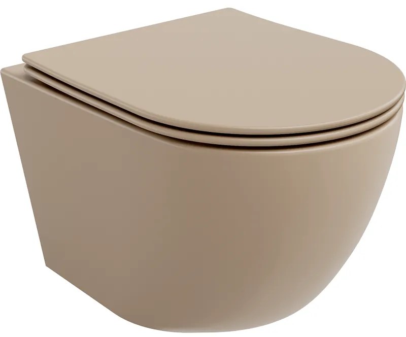 Mexen Lena, závesná toaletná misa 480x360x355 mm s pomaly padajúcim sedátkom, cappuccino matná, 30224064