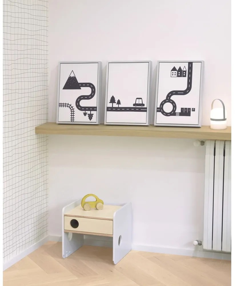 Súprava 3 čierno-bielych obrazov Kave Home Nisi, 30 x 42 cm