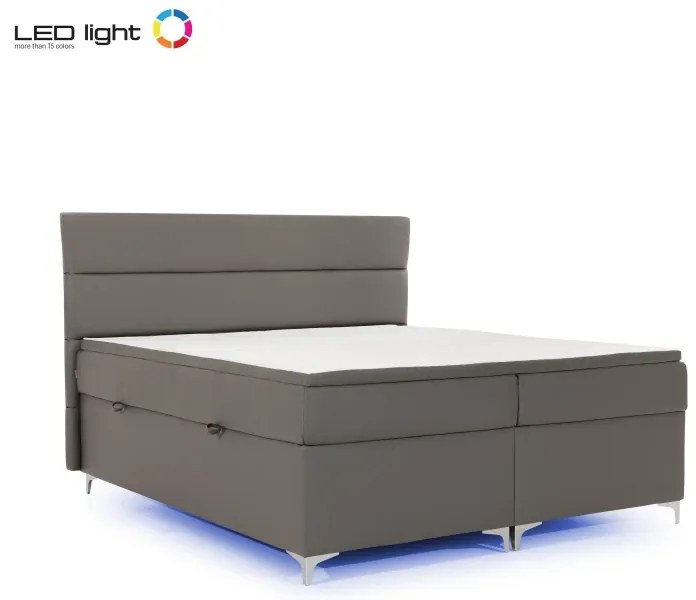 Posteľ Boxspring Amadeus + LED 200x180, béžová (koženka - bao 11)