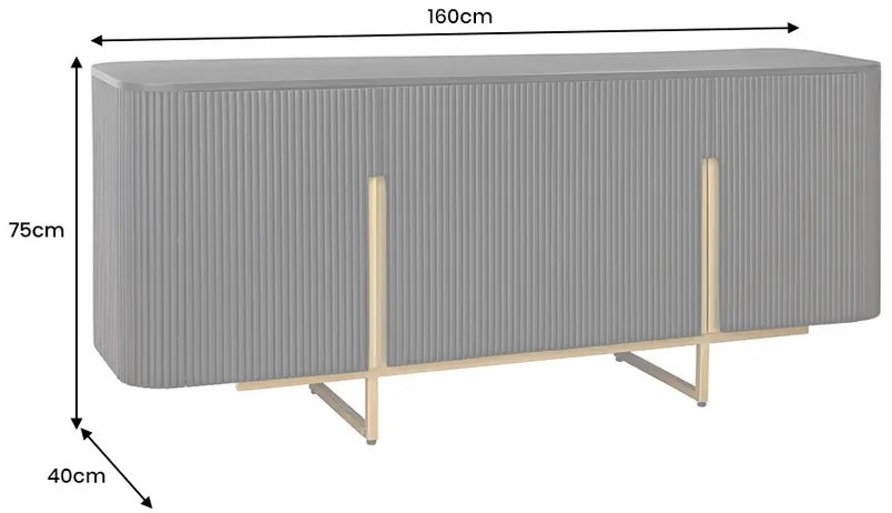 Komoda GATSBY 160cm retro štýl mango čierna zlatá ručne vyrobená